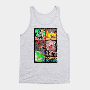 Parrots Painting and Flowers Tank Top